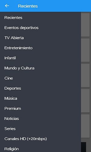You TV Player lista por categorías