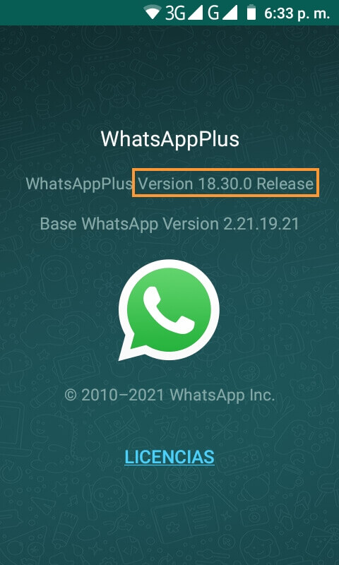 Anota tu versión de WhatsApp Plus para actualizar